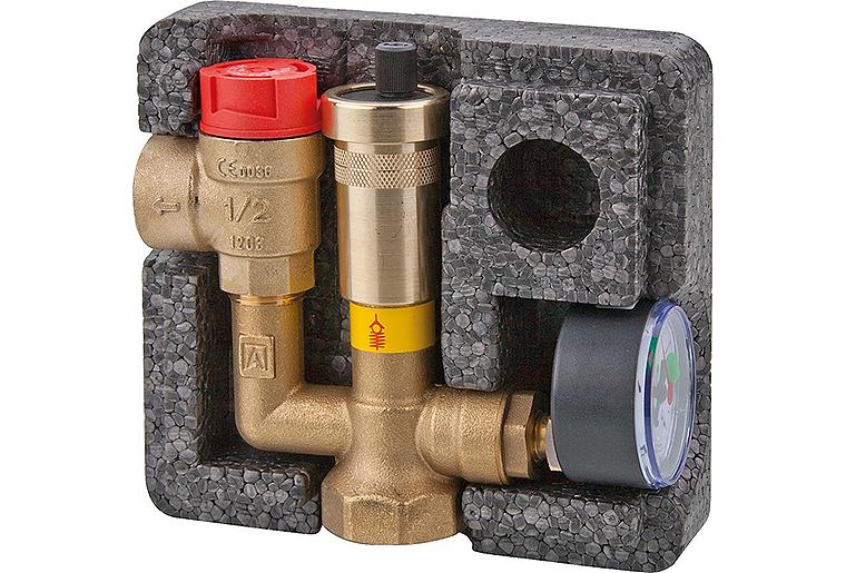 Kesselsicherheitsgruppe MINI, bis 50 kW, DN25(1") mit Isolierung, Sicherheitsventil 3 bar Kesselsicherheitsgruppe MINI, bis 50 kW, DN25(1") mit Isolierung, Sicherheitsventil 3 bar