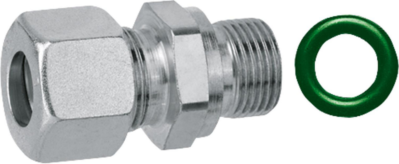 Edelstahl-Einschraubver- schraubung G 3/8 zyl. x 8 mm inkl. Spezialdichtung Edelstahl-Einschraubver- schraubung G 3/8 zyl. x 8 mm inkl. Spezialdichtung