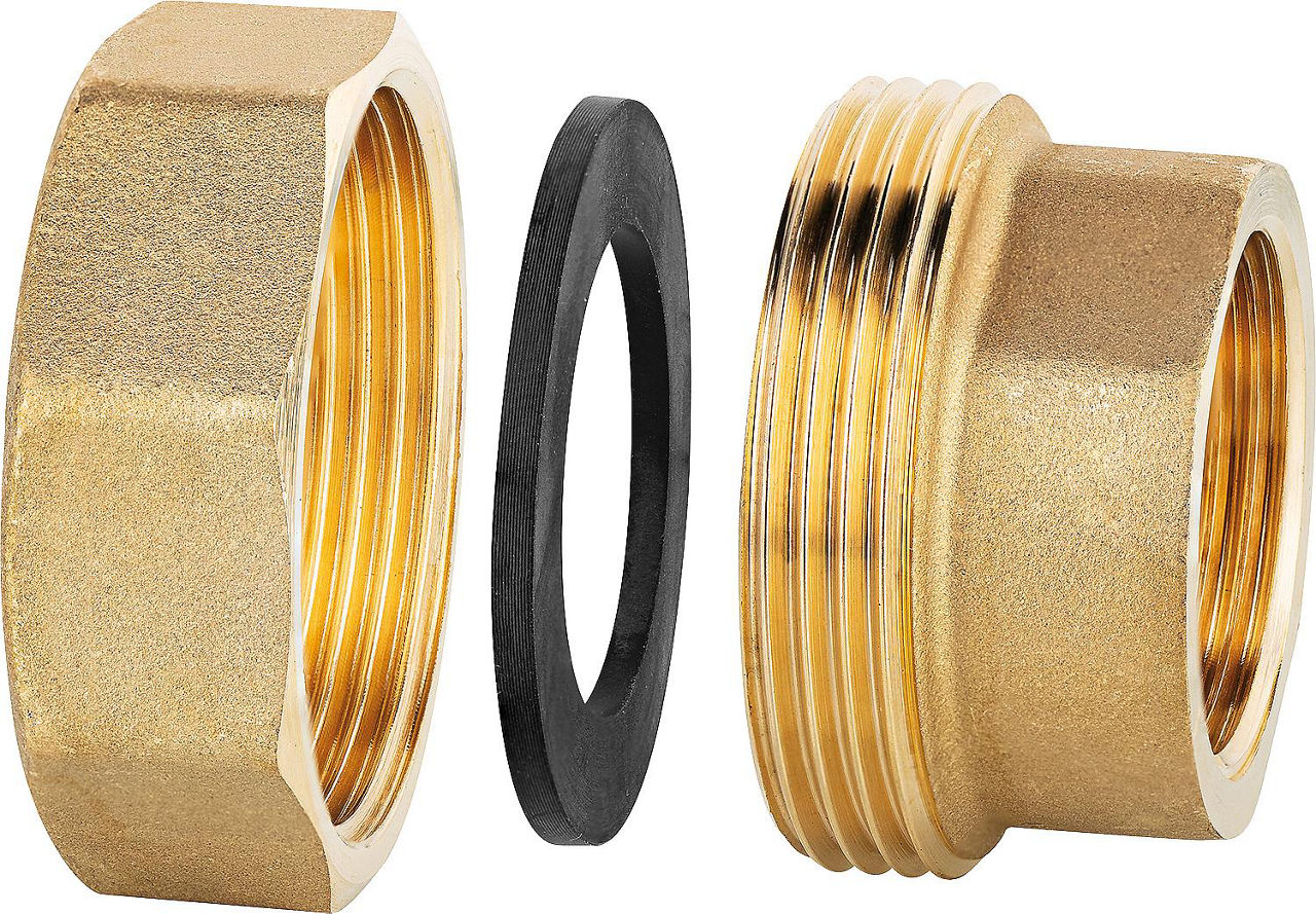 Verschraubungsset 11/4" Messing vernickelt Überwurfmutter 11/2" Dichtung und Einlegteil 11/4!IG Verschraubungsset 11/4" Messing vernickelt Überwurfmutter 11/2" Dichtung und Einlegteil 11/4!IG