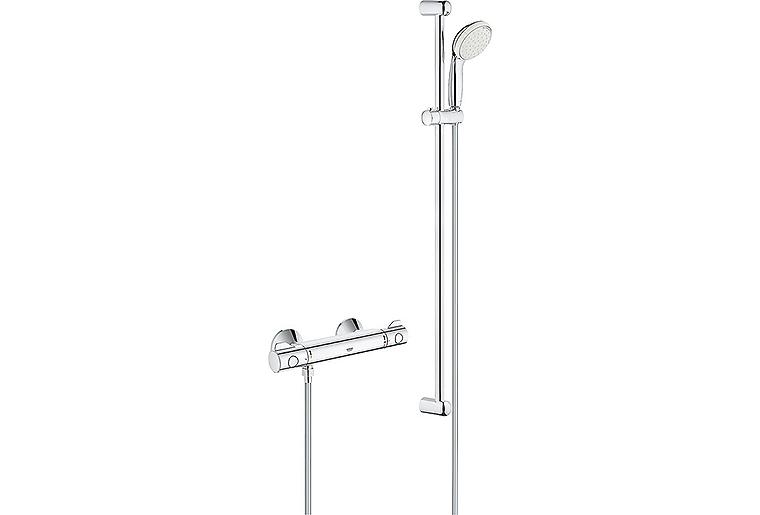 Brausethermostat-Set Grohe Grohtherm 800 mit Brausestange 900 mm Handbrause Ø 100 mm und Brauseschlauch chrom