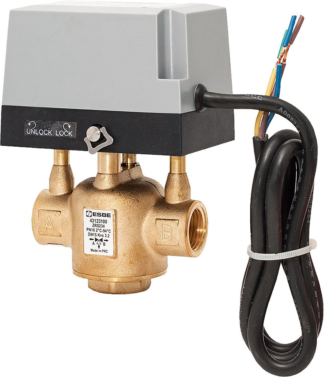 Zonenventil ESBE, Typ ZRS 234, 3-Wege, DN15 (1/2")IG, 230 V, Kvs 3,2