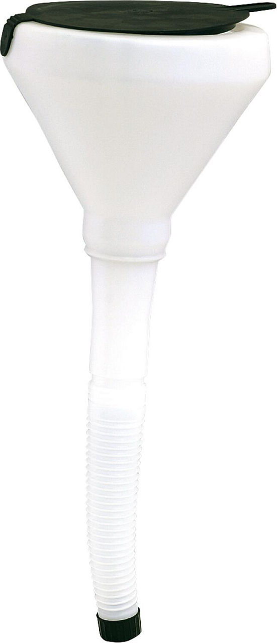 Trichter mit flexiblem Auslauf, Sieb und Verschluss, Ø180mm Trichter mit flexiblem Auslauf, Sieb und Verschluss, Ø180mm