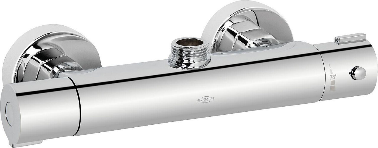 AP-Brausethermostat Rumba Abgang DN20 3/4" nach oben chrom