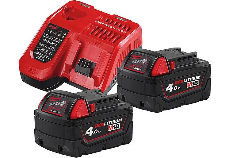 Akku-Set Milwaukee M18NRG-402, 18V mit 2x 4,0 Ah Akkus und Ladegerät