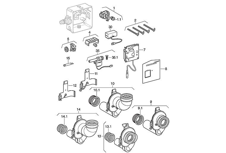 Geruchsverschluss mit Sensor Abgang horizontal d50