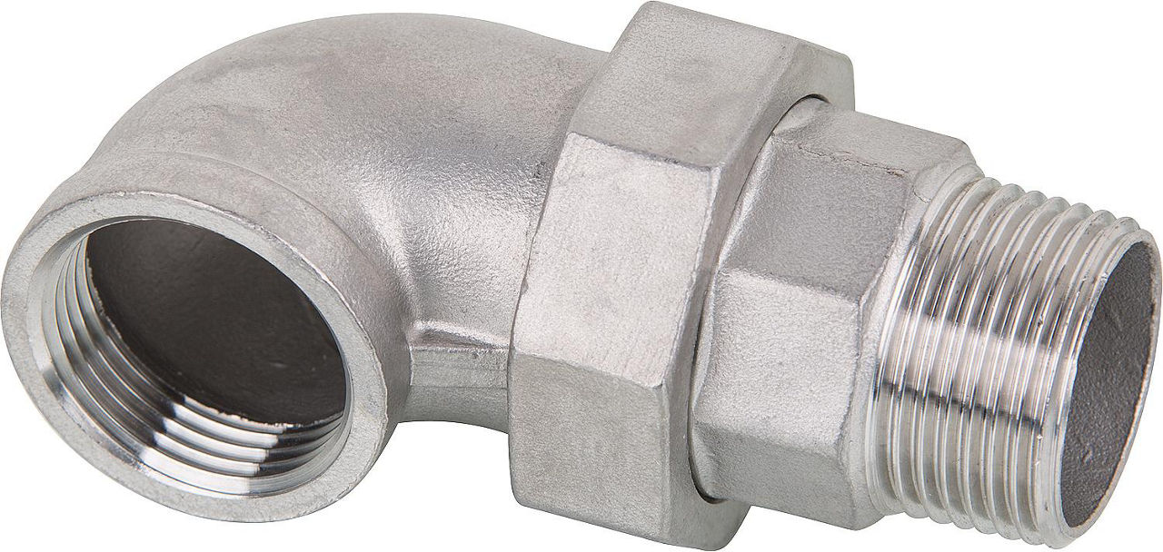 Winkelverschraubung V4A 1 1/2" IG/AG flach dichtend Winkelverschraubung V4A 1 1/2" IG/AG flach dichtend