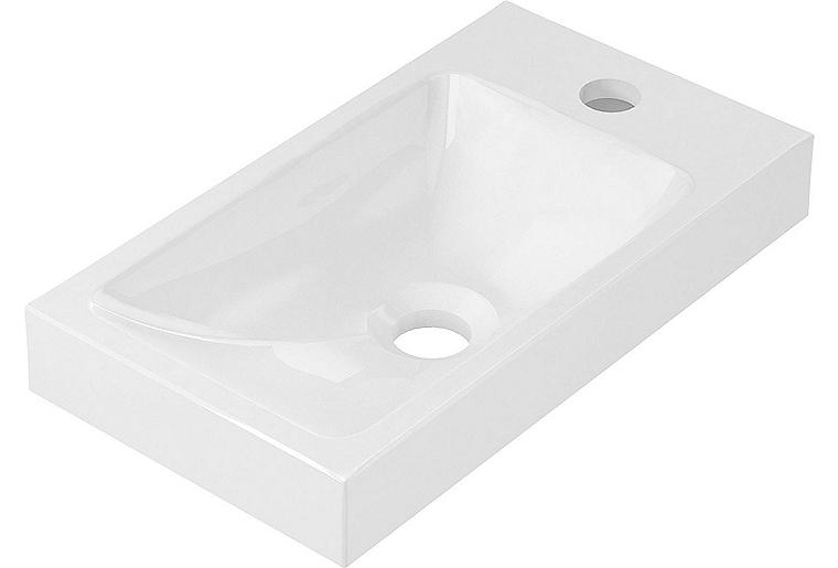 Aufsatz-Waschtisch LENA BxHxT: 400x91x220 mm Mineralguss weiß Aufsatz-Waschtisch LENA BxHxT: 400x91x220 mm Mineralguss weiß