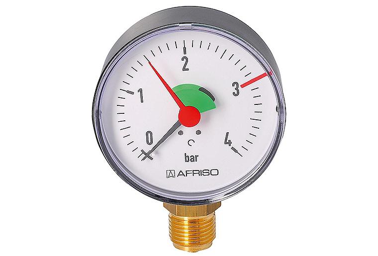 Heizungsmanometer radial 80 mm durch, 1/2"