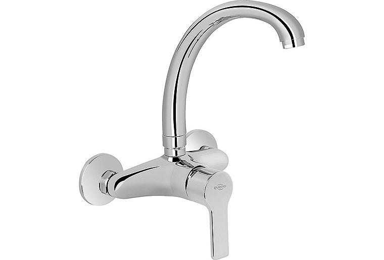 Wand-Spültischmischer Goodlife mit schwenkbarem HU-Auslauf Ausladung 245 mm verchromt
