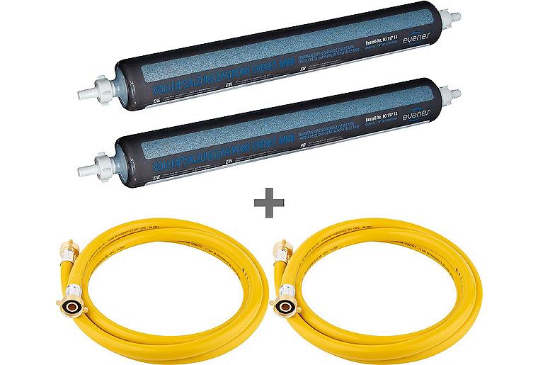Aktionsaket 2x Vollentsalzungspatrone evenes mini, mit Farbumschlag + 2x Gratis Füllschlauch 2,5m Aktionsaket 2x Vollentsalzungspatrone evenes mini, mit Farbumschlag + 2x Gratis Füllschlauch 2,5m