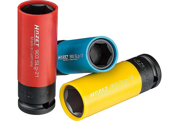 Kraftschraubereinsatz HAZET 3-teilig, 6-kant, SW: 17/19/21 mit Schonhülse