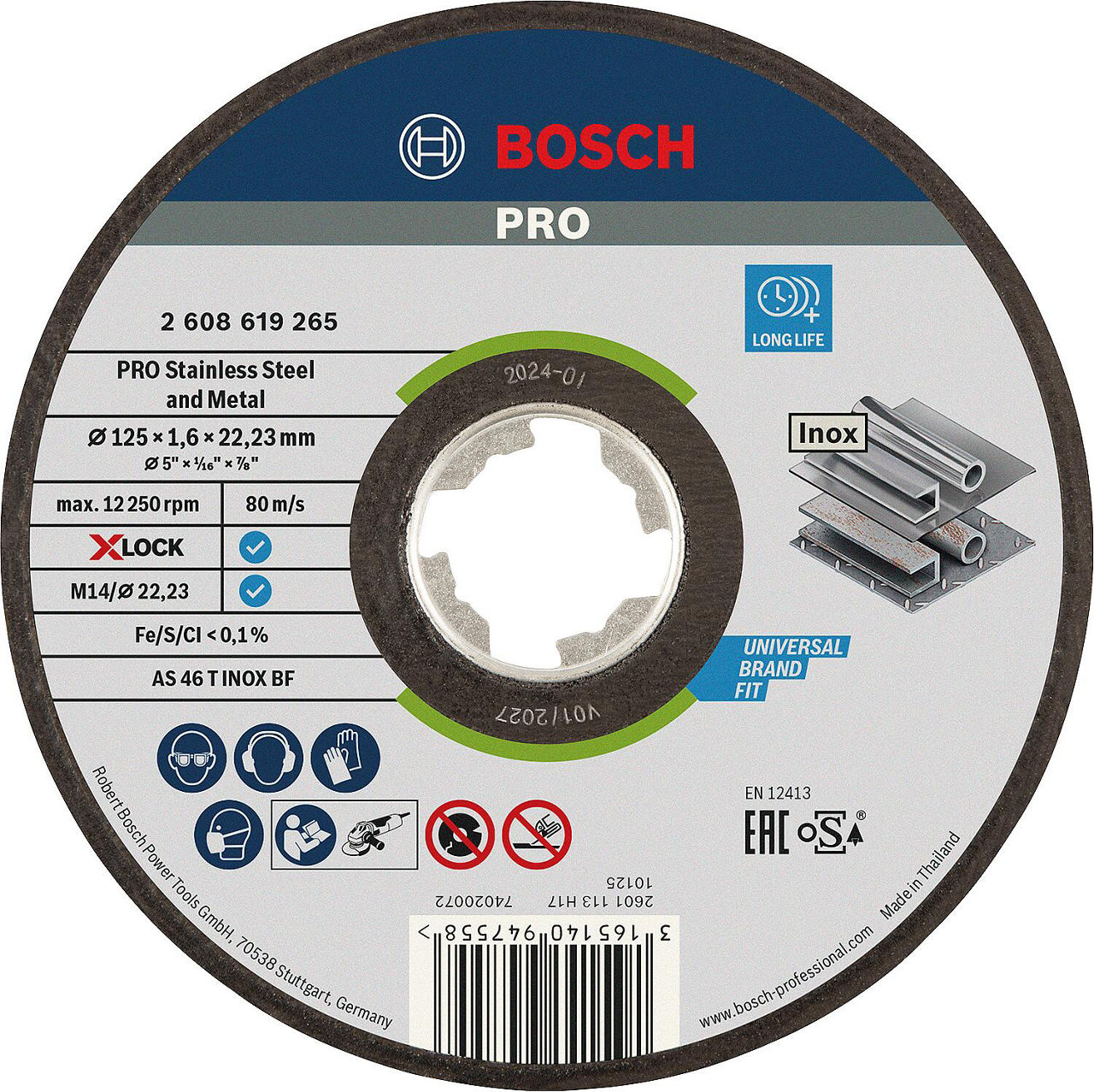 Trennscheibe BOSCH® für Edelstahl mit X - Lock Aufnahme Ø 125 x 1,6 mm Trennscheibe BOSCH® für Edelstahl mit X - Lock Aufnahme Ø 125 x 1,6 mm