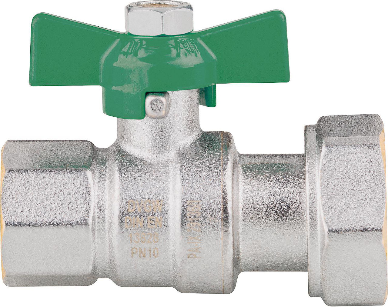 Trinkwasser Kugelhahn IG DN15(1/2")xÜWM DN20 (3/4") Messing verchr., DVGW zert. Trinkwasser Kugelhahn IG DN15(1/2")xÜWM DN20 (3/4") Messing verchr., DVGW zert.