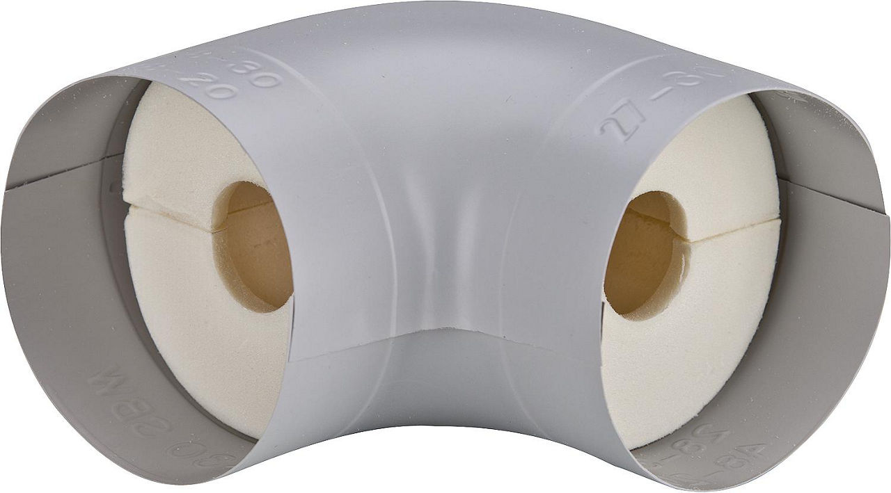 Isolierbogen S 90° PU-Schaum 100 % Bereich 1/2" 22mm Dämmdicke 20 mm Isolierbogen S 90° PU-Schaum 100 % Bereich 1/2" 22mm Dämmdicke 20 mm