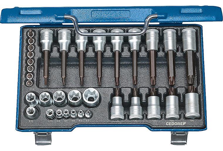 Torx® Steckschlüsseleinsatz-Satz GEDORE 19 TX 20, 34-teilig 1/4" und 1/2"