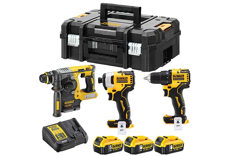 Akku-Set DeWALT, DCK377P3T-QW 3-teilig inkl. Bohrschrauber, Schlagschrauber und Bohrhammer Akku-Set DeWALT, DCK377P3T-QW 3-teilig inkl. Bohrschrauber, Schlagschrauber und Bohrhammer