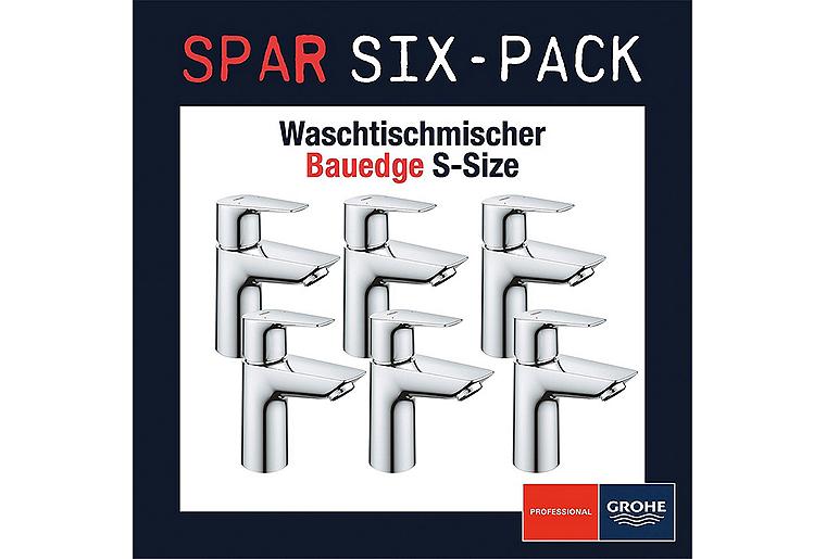 Six-Pack Sparpaket 6x Waschtischmischer Grohe Bauedge S-Size Six-Pack Sparpaket 6x Waschtischmischer Grohe Bauedge S-Size