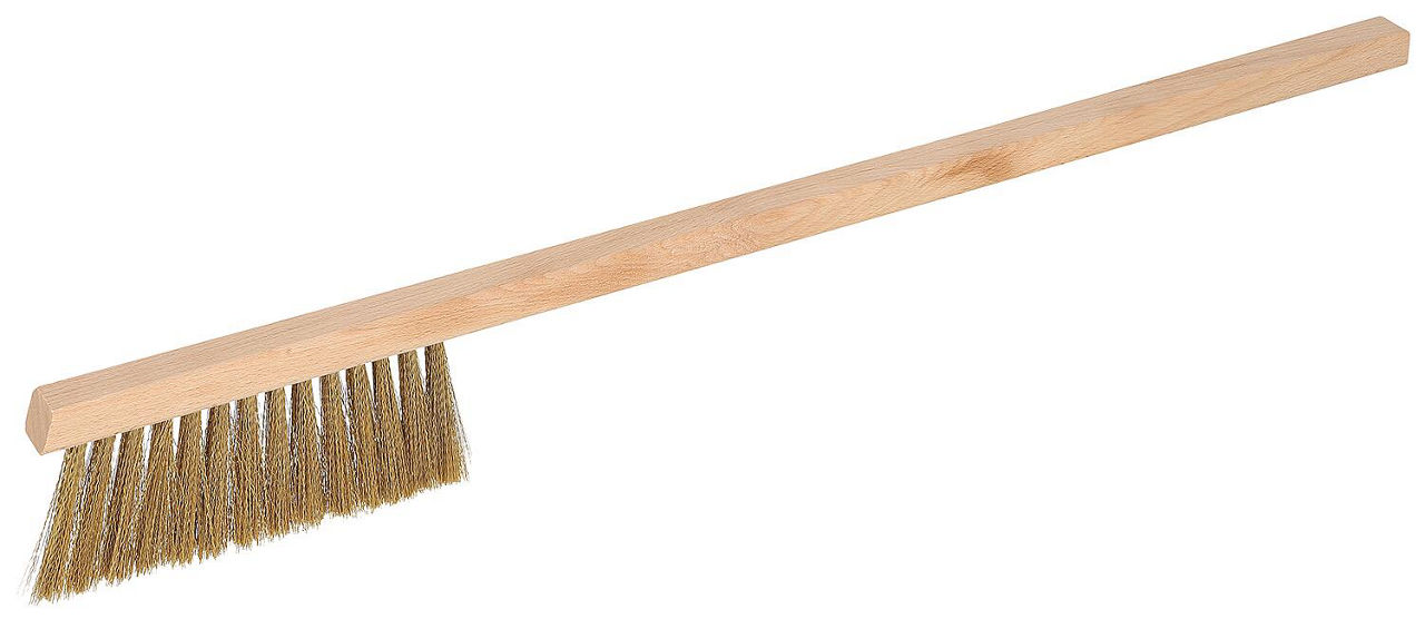 Messing-Reinigungsbürste, Holz, 52cm, langer Schnitt, schmal, 2-reihig Messing-Reinigungsbürste, Holz, 52cm, langer Schnitt, schmal, 2-reihig