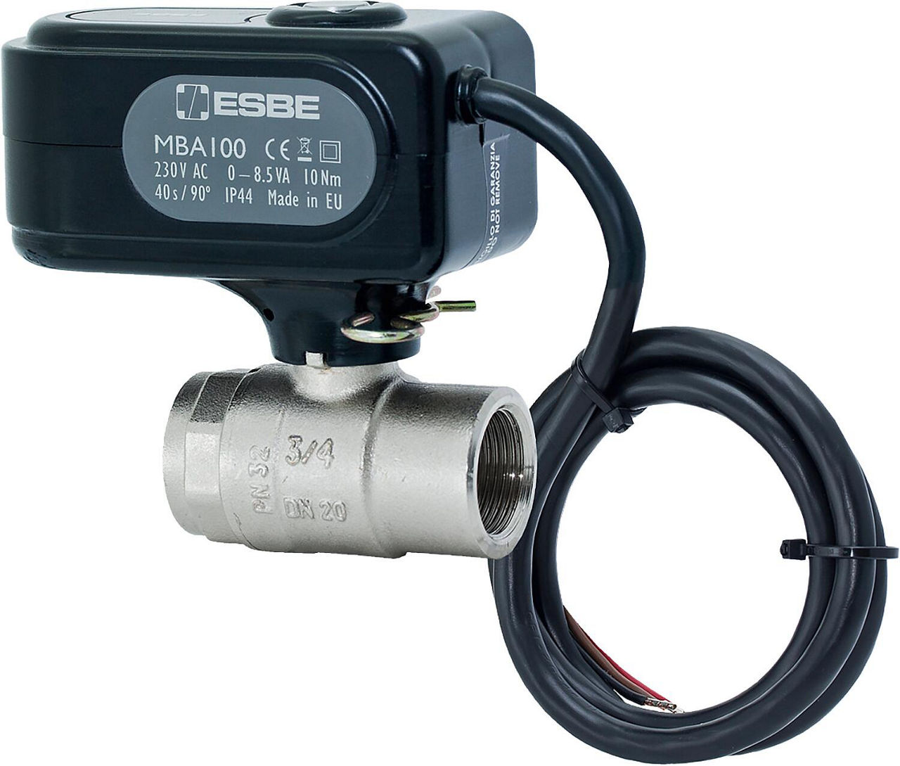 Elektrokugelhahn ESBE, Typ MBA 121, 2-Wege DN20 (3/4")IG, 230 V, Kvs 45 Elektrokugelhahn ESBE, Typ MBA 121, 2-Wege DN20 (3/4")IG, 230 V, Kvs 45