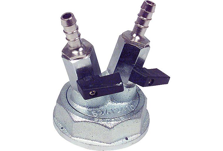 Einstutzen-Prüfkappe DN 25 Anschluss-Gewinde R 2", 2 Hähne Einstutzen-Prüfkappe DN 25 Anschluss-Gewinde R 2", 2 Hähne