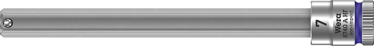 Innensechskant-Steckschlüsseleinsatz Wera 8740 A HF Bitnuss mit 1/4"-Antrieb, metrisch, lang, mit Haltefunktion, SW 7,0 x 100 mm