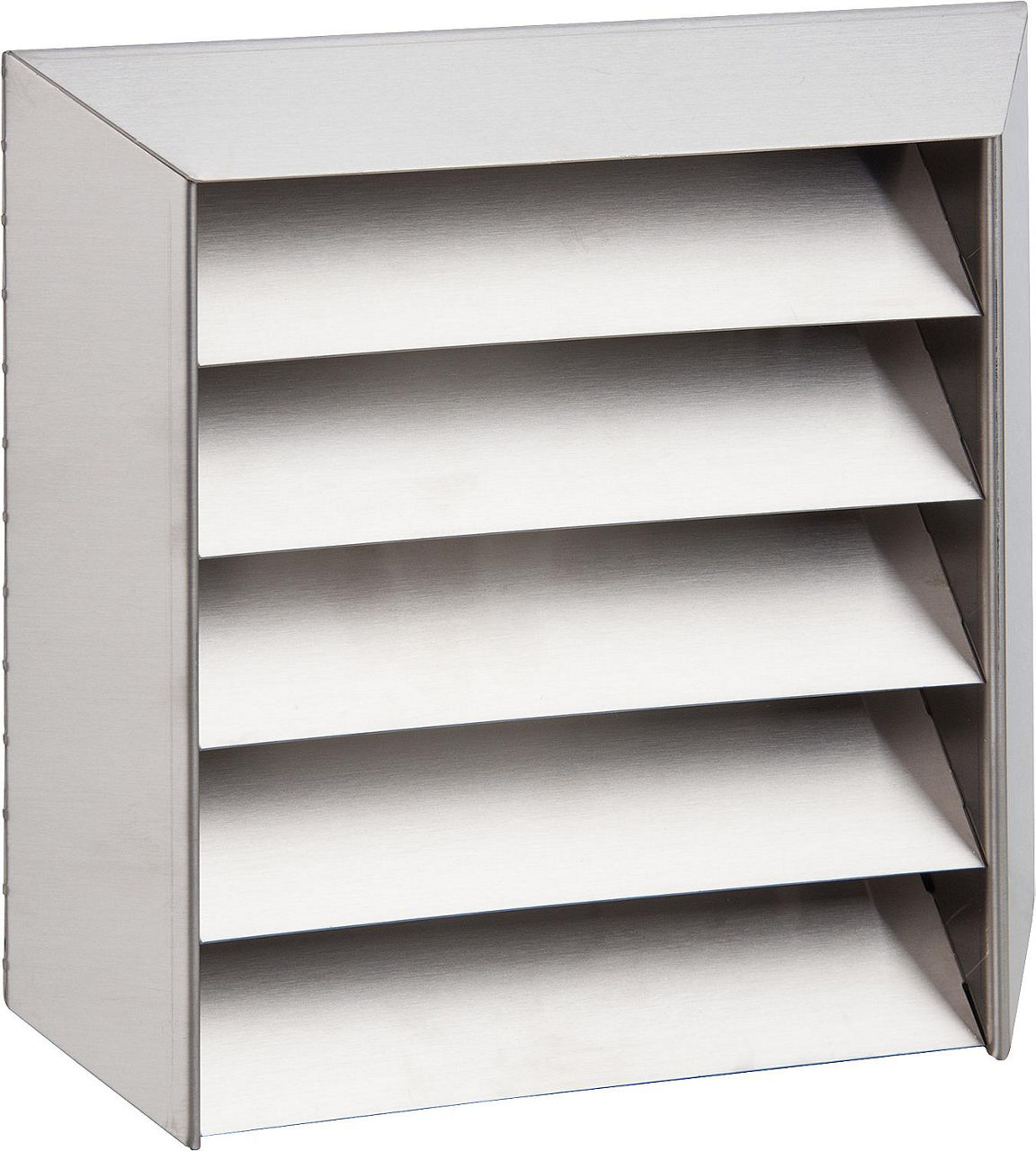 Außengitter mit Lamellen, V2A Anschluss Ø 100 mm, Außenmaß: 230 x 205 mm Außengitter mit Lamellen, V2A Anschluss Ø 100 mm, Außenmaß: 230 x 205 mm