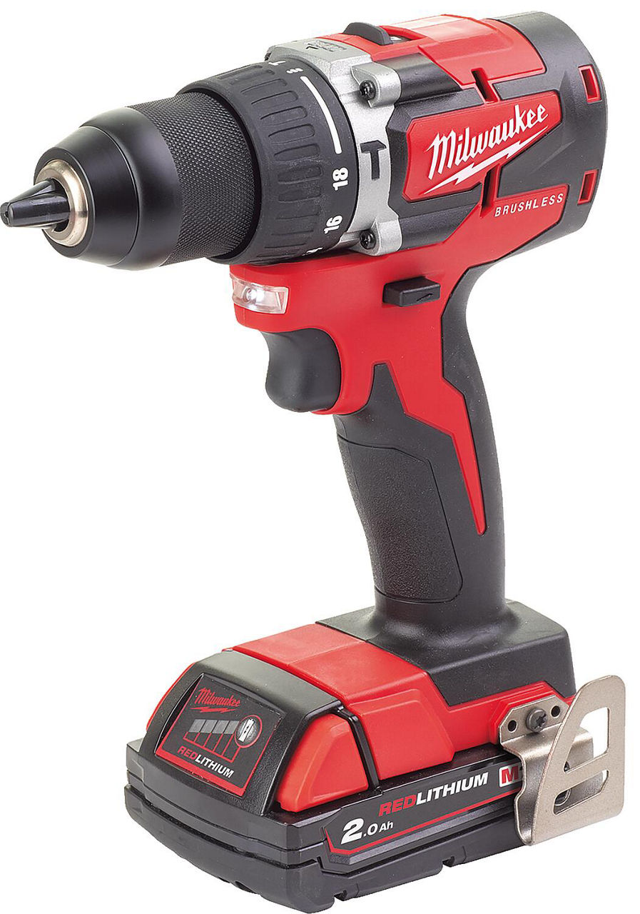 Akku-Schlagbohrschrauber Milwaukee M18CBLPD-202C, 18V mit 2x 2,0 Ah Akkus und Ladegerät Akku-Schlagbohrschrauber Milwaukee M18CBLPD-202C, 18V mit 2x 2,0 Ah Akkus und Ladegerät
