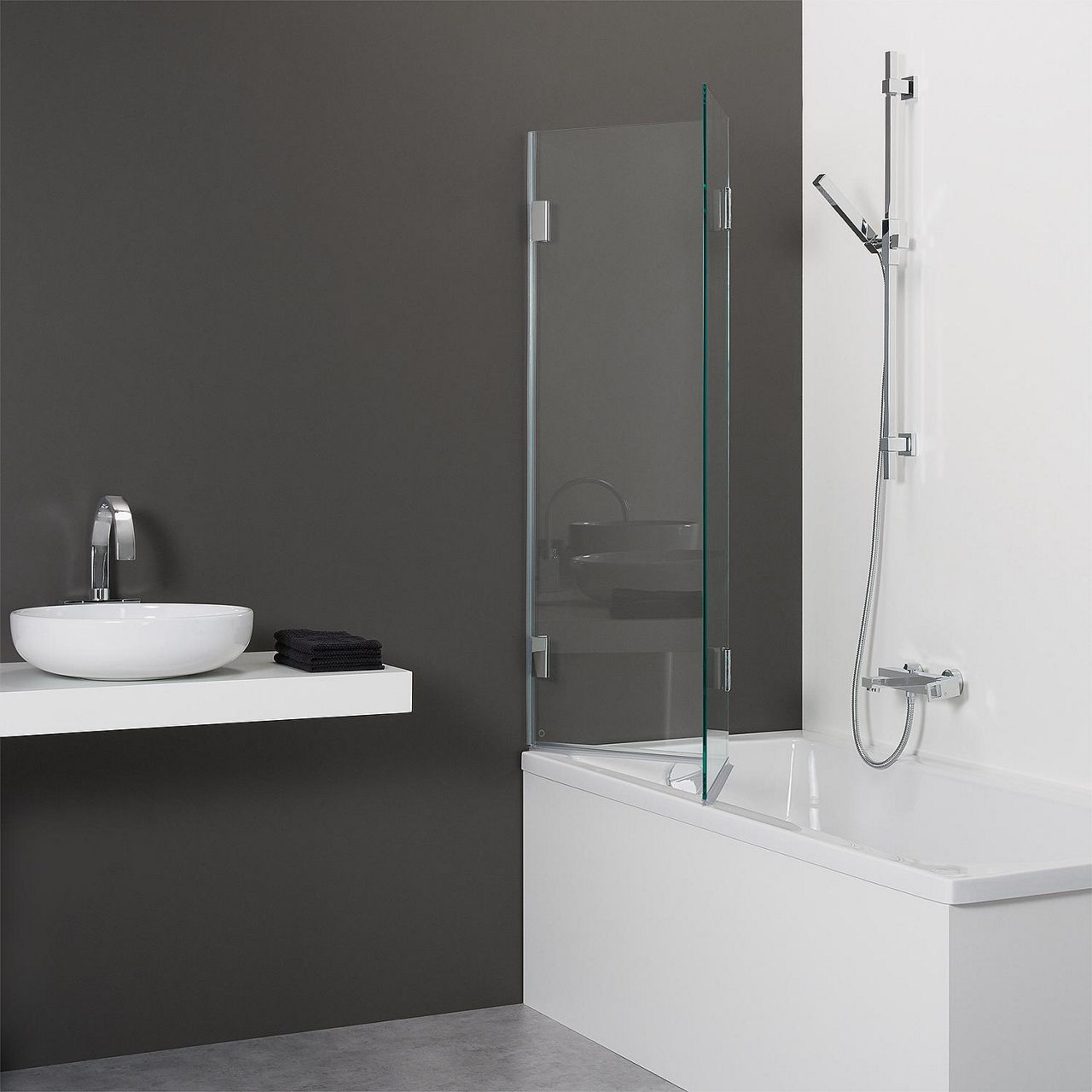 Badewannenaufsatz Farfalla 1000x1400 mm 8 mm Glas ETC reversibel 2-teilige Faltwand