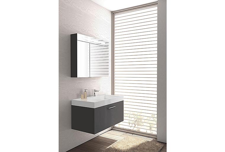 Badmöbel-Set ELISA Serie MAA anthrazit Hochglanz m. Spiegelschrank