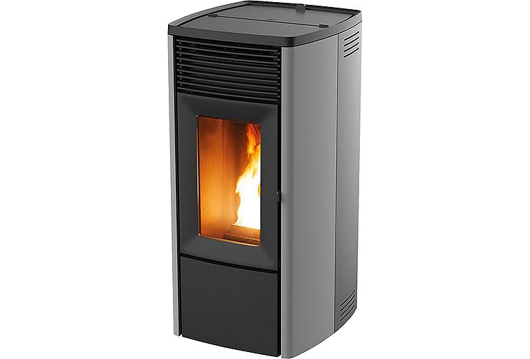 Pelletofen MCZ Ego Hydromatic 12 R, Grundgerät mit Wassertasche und Verkleidung Metall Silber, 11,8KW