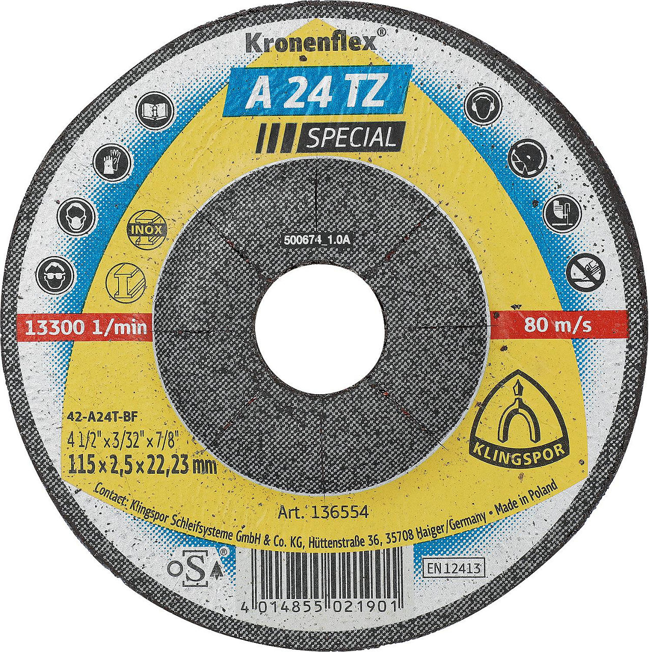Trennscheibe KLINGSPOR gekröpft 115x2,5x22,23mm Trennscheibe KLINGSPOR gekröpft 115x2,5x22,23mm