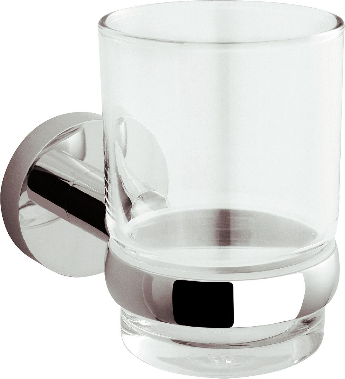 Glashalter Eight mit Wandhalter Glas klar Messing verchromt