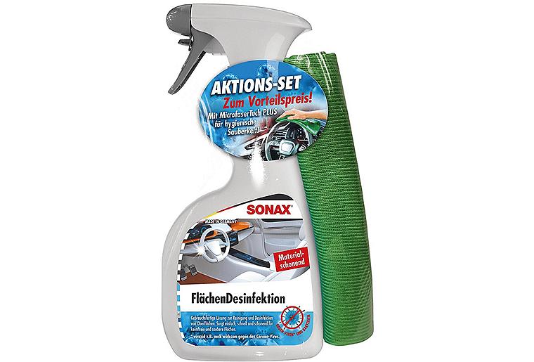 Flächendesinfektion SONAX 500ml Handzerstäuber + 1 Mikrofasertuch Flächendesinfektion SONAX 500ml Handzerstäuber + 1 Mikrofasertuch