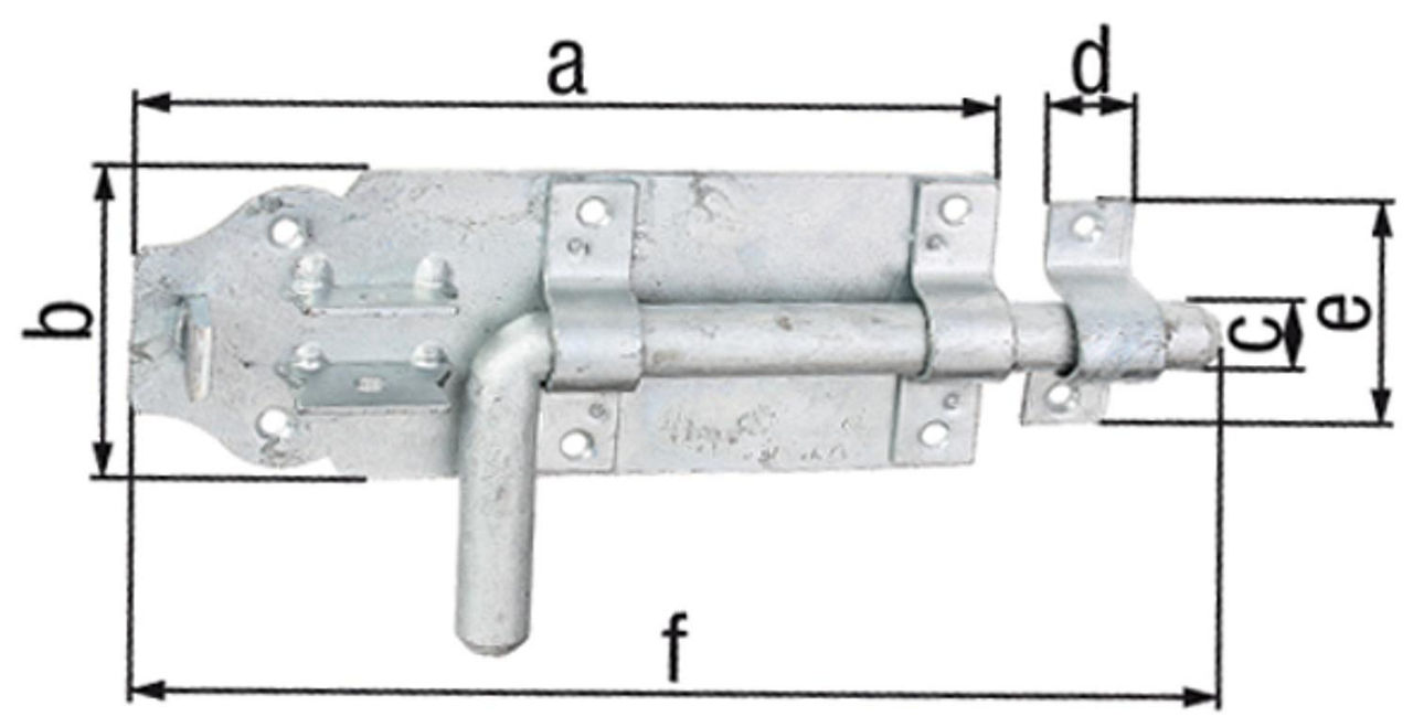 Bolzenriegel mit Schlaufe, 230x70mm, feuerverzinkt Bolzenriegel mit Schlaufe, 230x70mm, feuerverzinkt