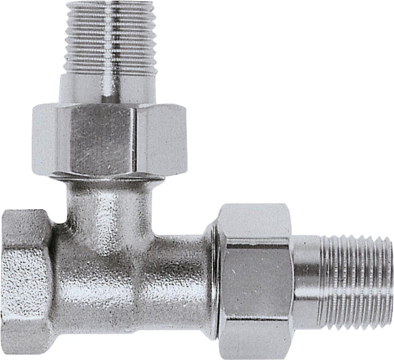 Dreiwege Ventilunterteil Schraubnippel DN 15 (1/2'') 15 (1/2'') Messing vernickelt Dreiwege Ventilunterteil Schraubnippel DN 15 (1/2'') 15 (1/2'') Messing vernickelt