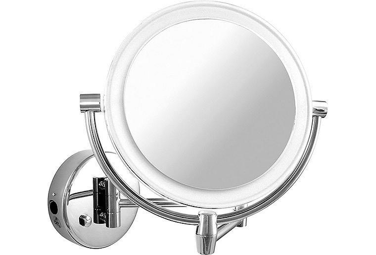 Wandkosmetikspiegel Eliam mit LED-Beleuchtung 1- und 5-fache Vergrößerung Ø 192/156 mm