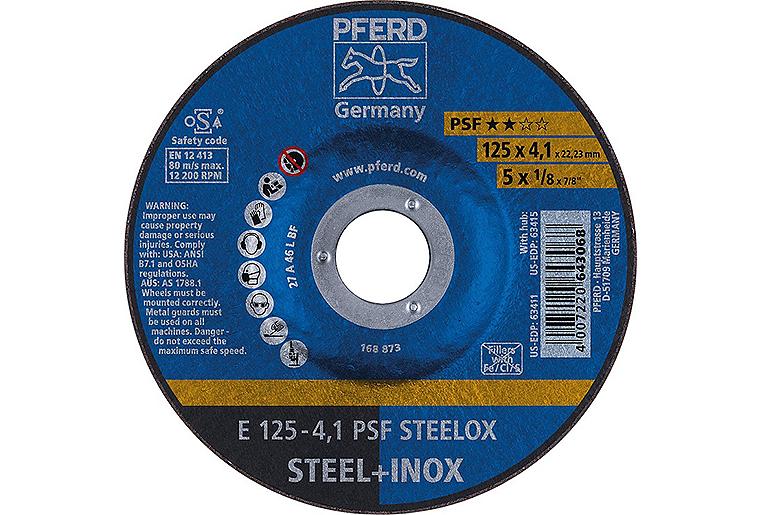 Schruppscheibe PFERD Ø 125 x 4,1 x 22,23mm für Stahl, Edelstahl