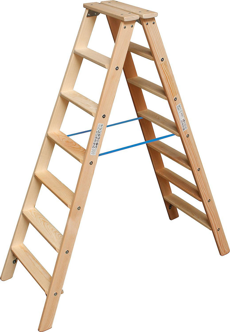Stufen-DoppelLeiter Holz, Krause 2x7 Stufen, 818447
