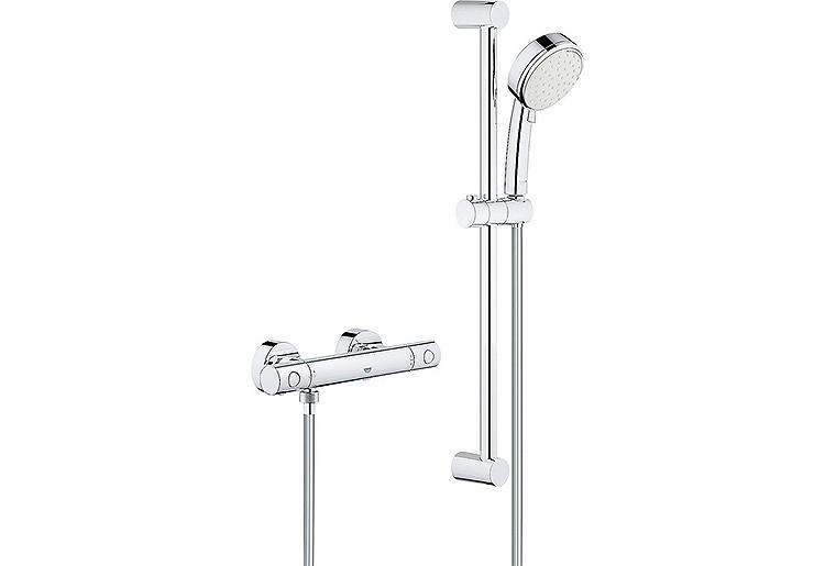 Brausethermostat-Set Grohe Grohtherm 800 C mit Brausestange 600 mm Handbrause Ø 100 mm und Brauseschlauch chrom Brausethermostat-Set Grohe Grohtherm 800 C mit Brausestange 600 mm Handbrause Ø 100 mm und Brauseschlauch chrom