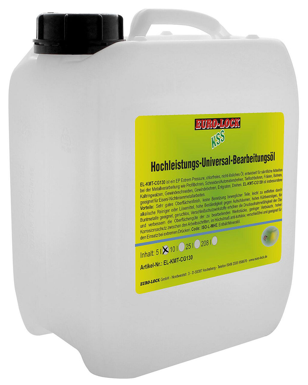 Hochleistungs Bearbeitungsöl EURO-LOCK EL-KMT-CG130 5l Kanister Universal Hochleistungs Bearbeitungsöl EURO-LOCK EL-KMT-CG130 5l Kanister Universal