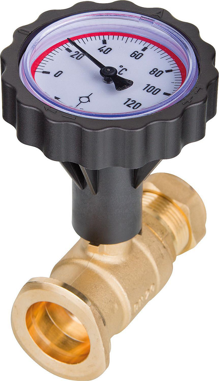 Solar-Kugelhahn Easyflow Vorlauf mit RSK 22mm KRV x Pumpenflansch