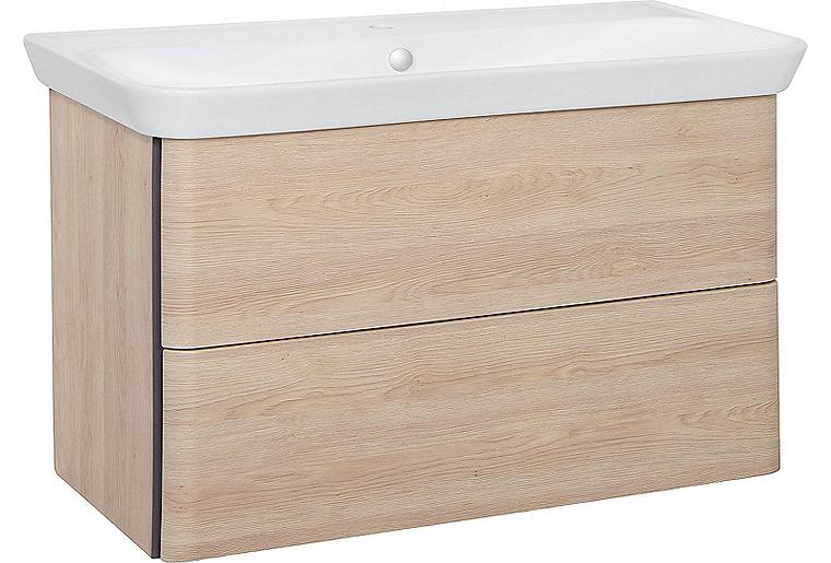 Badmöbel Burgbad Suri2 WTU + WT E.D. Cashmere,Griffl. dunkelgrau 2 Auszüge, 1200x721x492mm