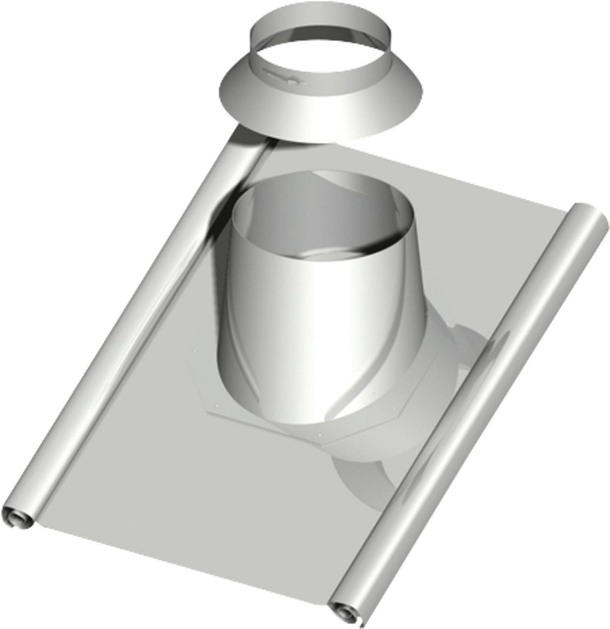 Doppelwandiges Abgassystem Dachdurchführung 15-30°, DN 150 mit Bleischürze ca. 1000 x 900mm