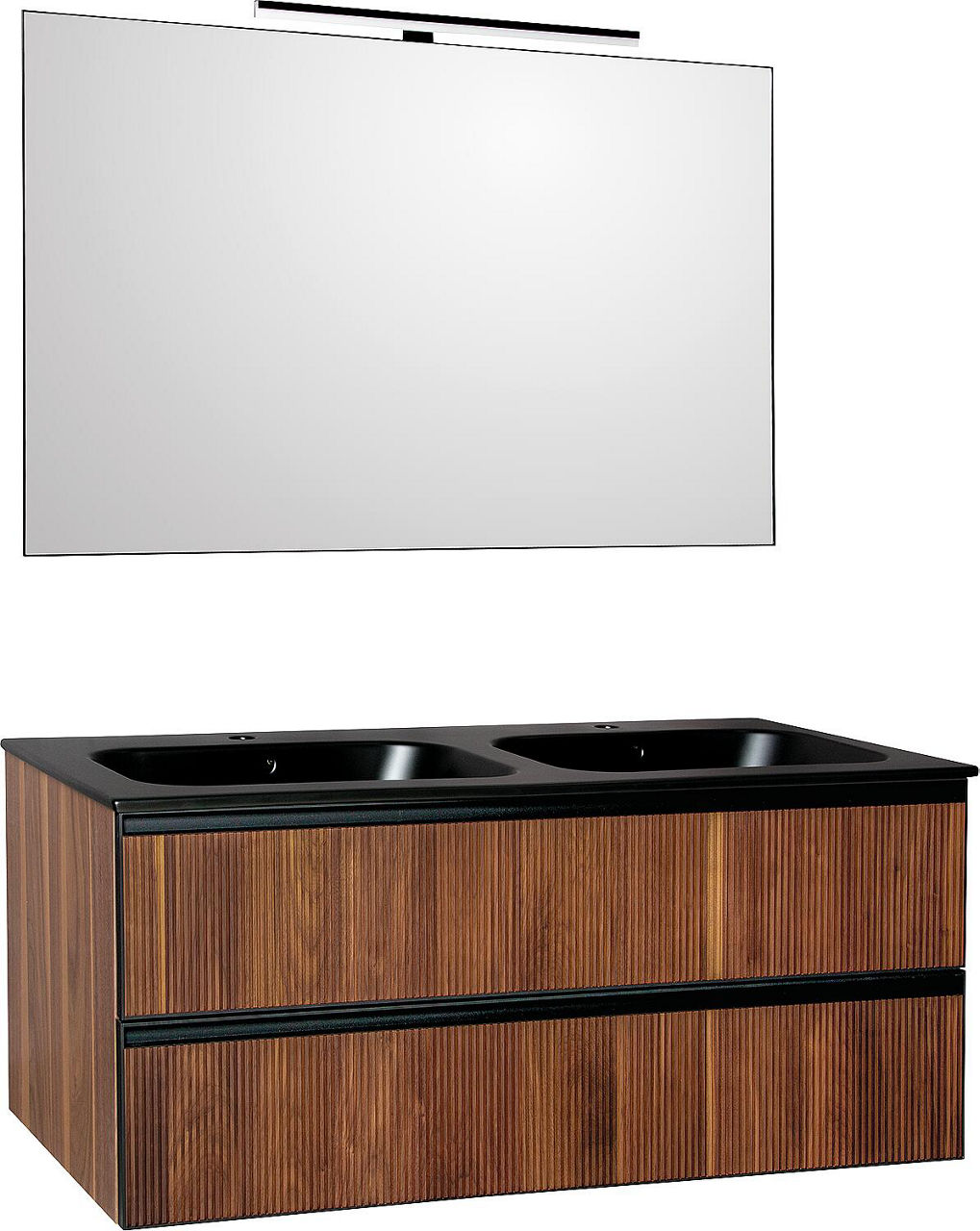 Badmöbel-Set Benaro m. Spiegel, Nussbaum, 2 Auszüge, Breite 1210mm