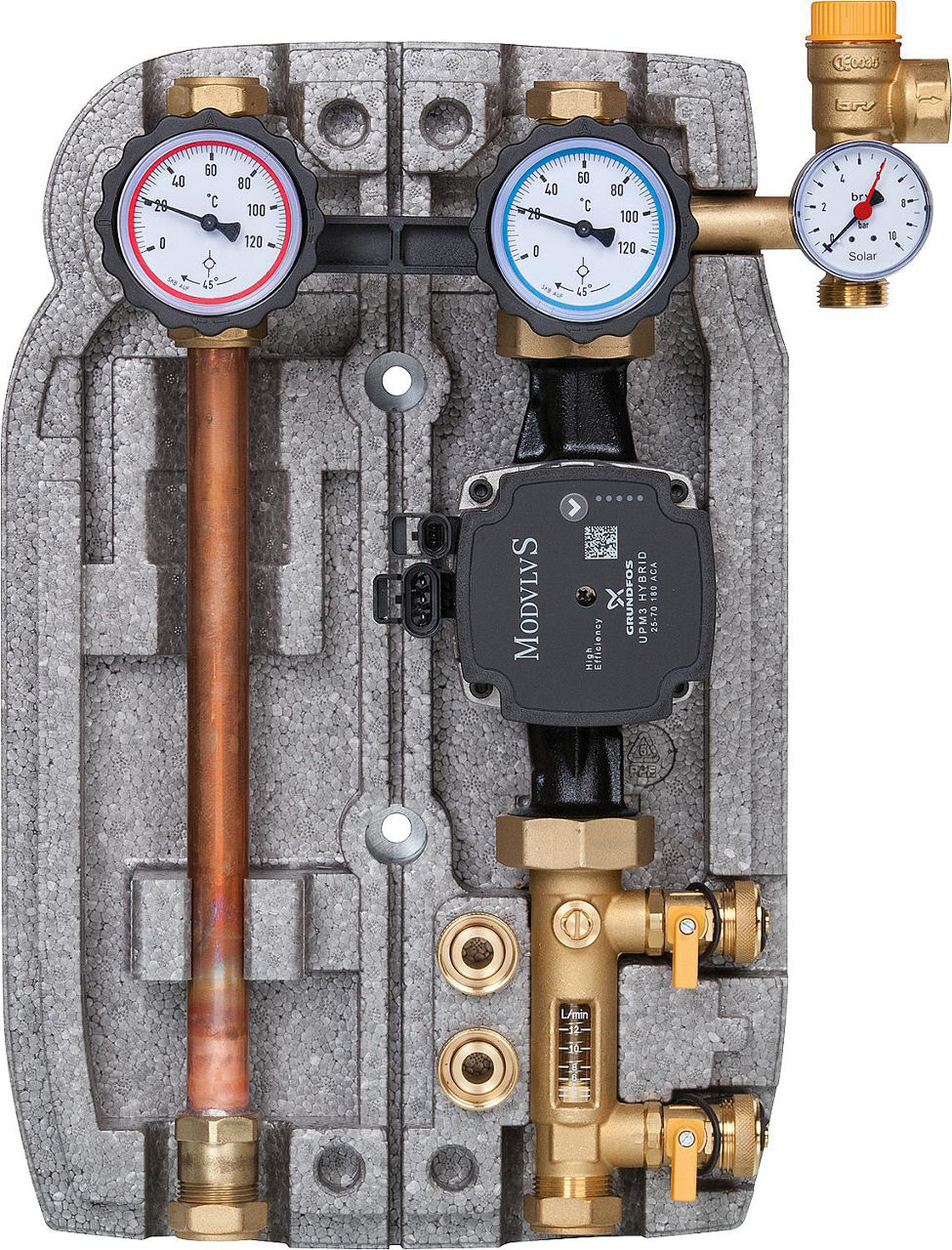 Solarstation Easyflow 22mm Zweistrang,8-28l/min, Grundfos UPM3 Hybrid 25-70