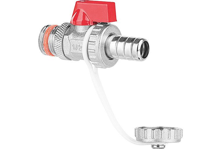 KFE Kugelhahn mit Hebel DN15 (1/2") Messing vernickelt mit Teflondicht.