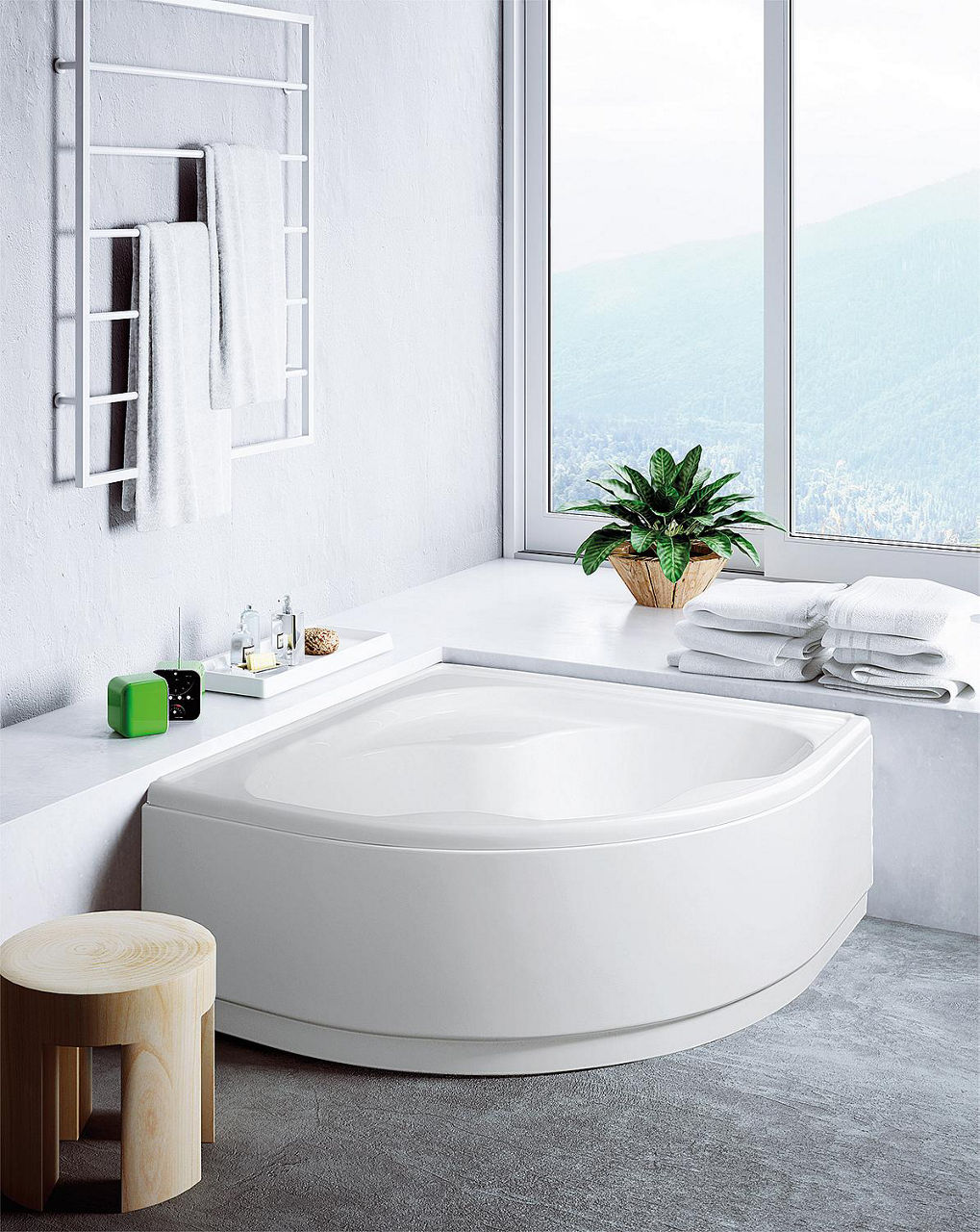 Eck-Badewanne EMBER 1390x400x1390 mm Inhalt: 230 l Acryl, weiß