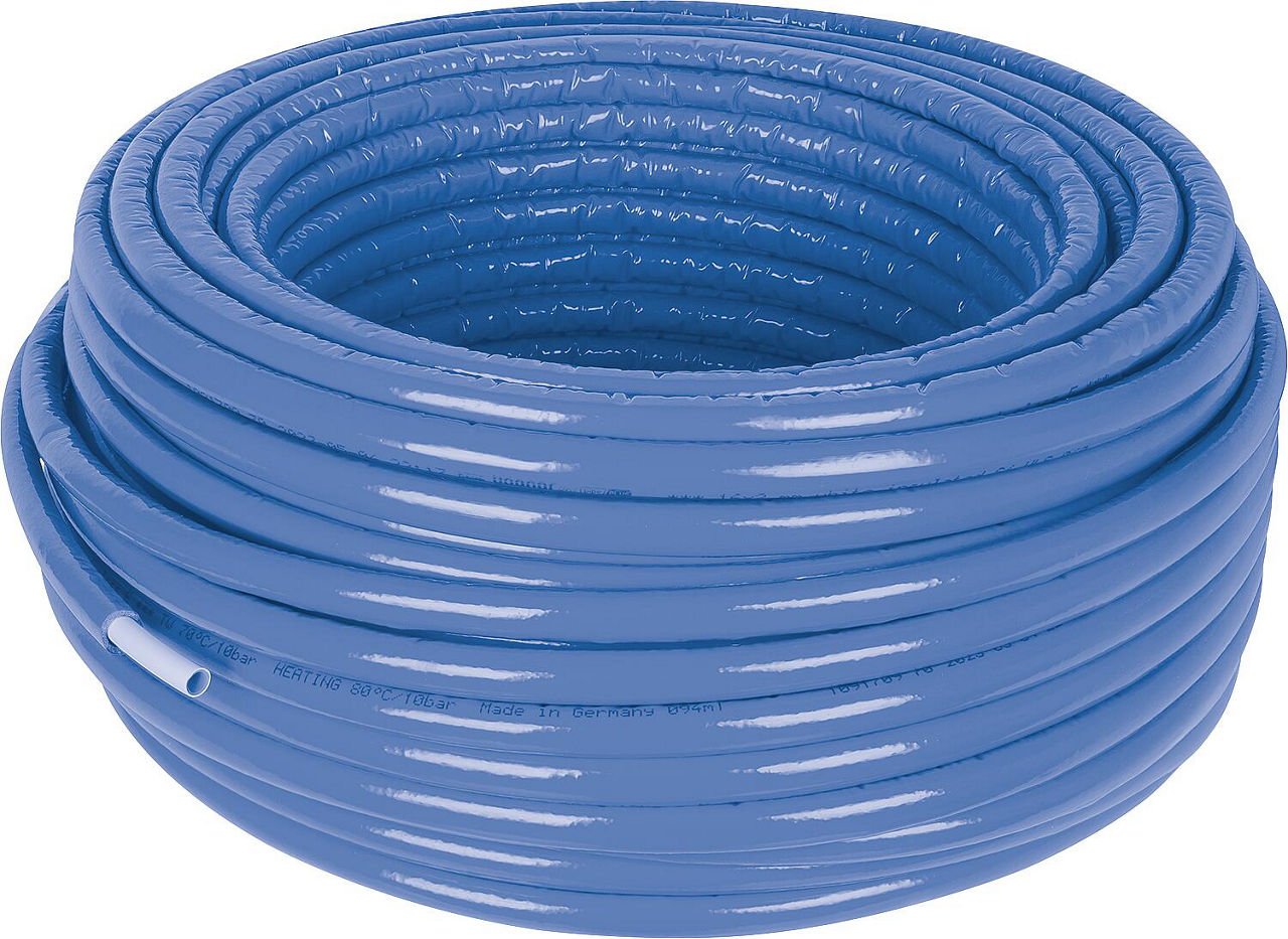 Uponor Uni Pipe PLUS weiß vorgedämmt S4 WLS 040, Ø20mm x 2,25mm, blau, Länge 100m