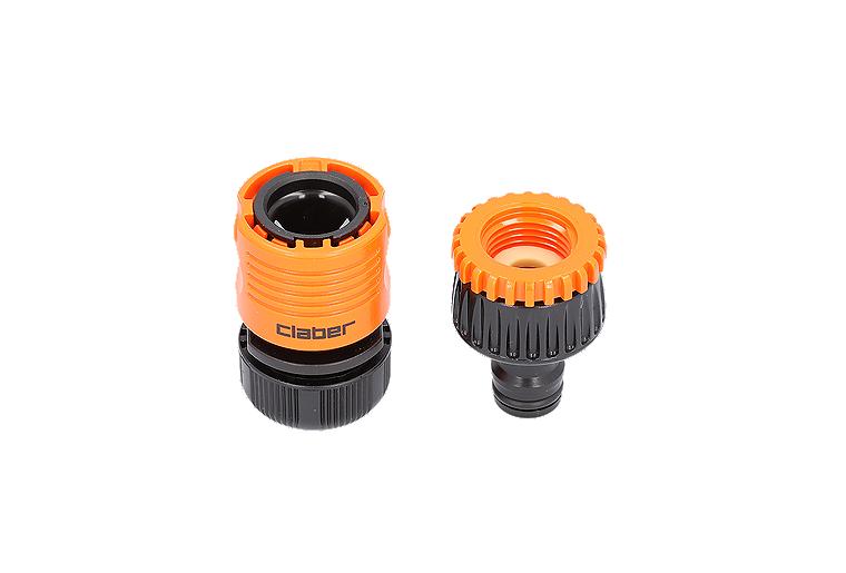 Schlauchanschluss-Set aus kombiniertem Hahnstück und Schnellkupplung 1/2"