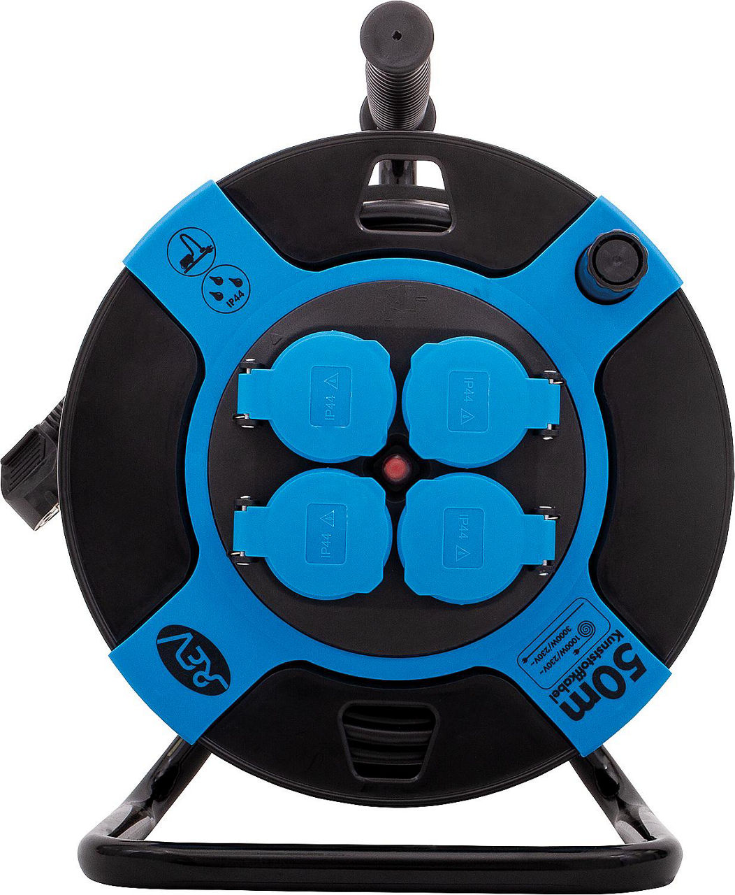 Kabeltrommel Kunststoff 50m, H05VV-F3G, schwarz-blau IP44 Kabeltrommel Kunststoff 50m, H05VV-F3G, schwarz-blau IP44